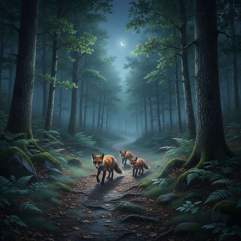 Fuchs auf Waldpfad bei Nacht — GardePro Nachtaufnahme