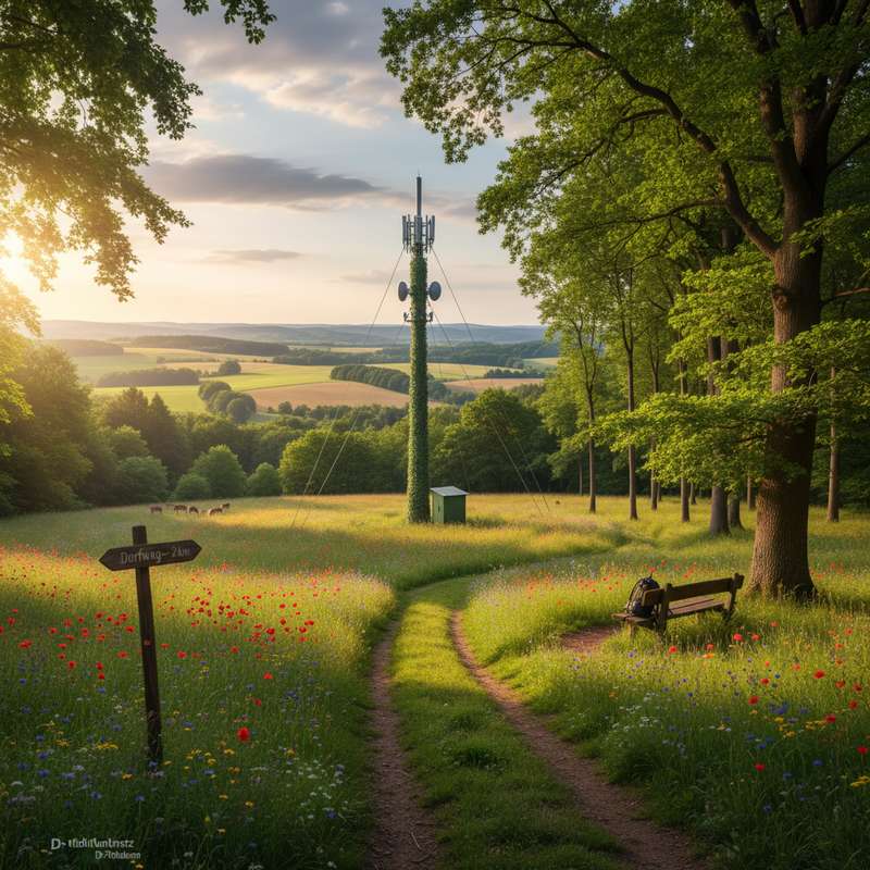 Ländliche Landschaft Deutschland mit Mobilfunknetz-Abdeckung für Wildkameras