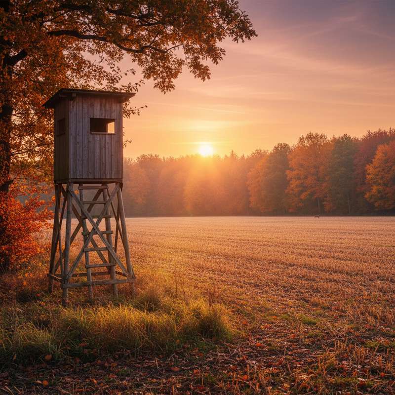 Hochsitz im Revier Sonnenuntergang — digitale Jagdplanung Wildkamera
