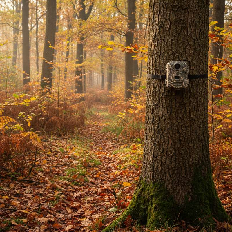 Wildkamera-Montage am Fegebock-Standort im Revier