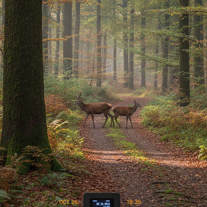 Reh überquert Waldpfad — Zeiss Secacam Wildtierfoto