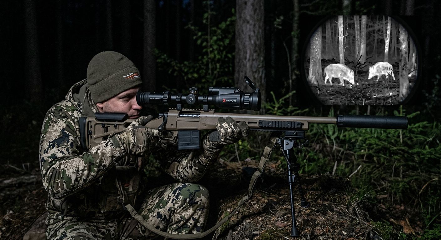 HIKMICRO Thunder Wärmebildvorsatz montiert am Zielfernrohr