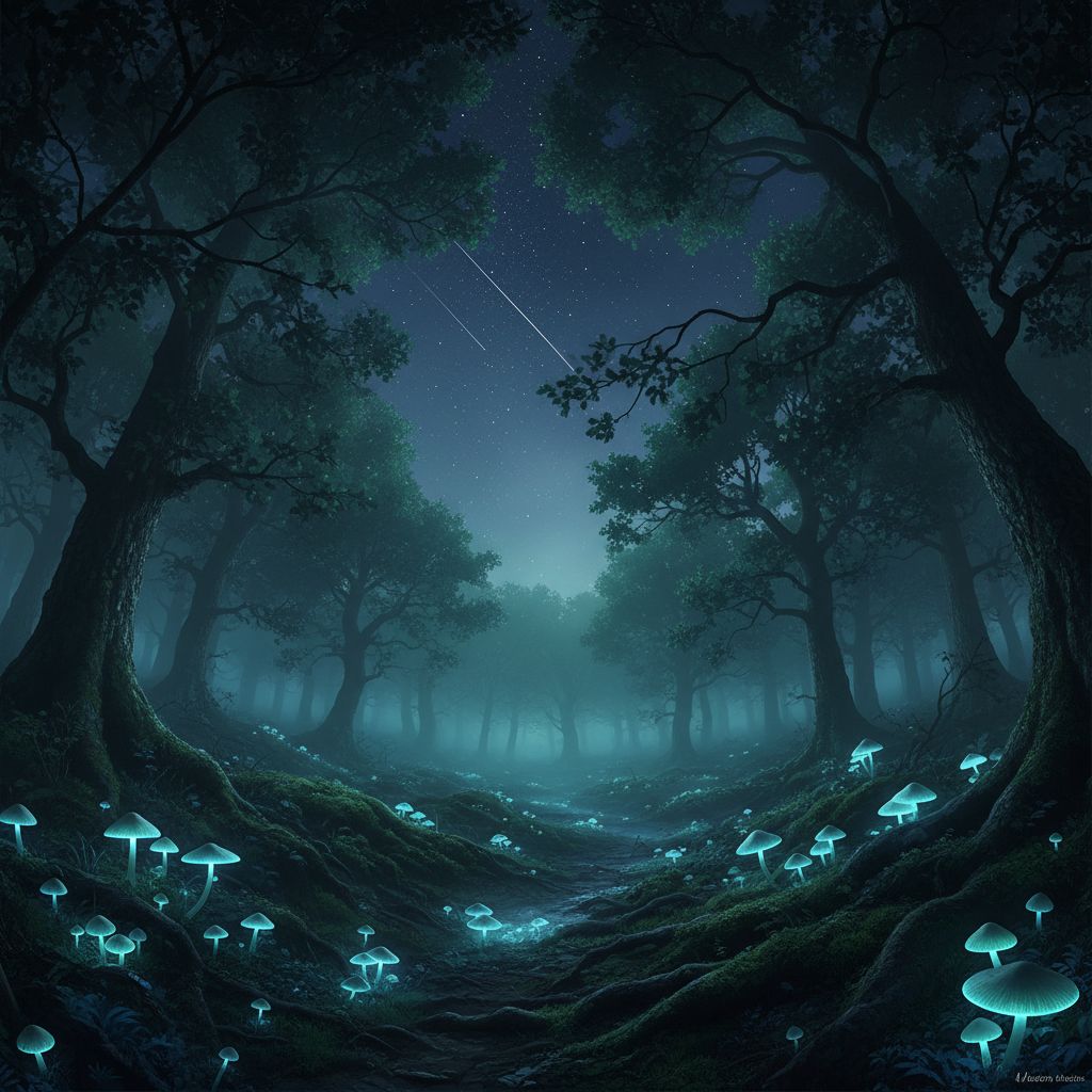 Nacht im Wald Mondlicht Wildbeobachtung Atmosphäre