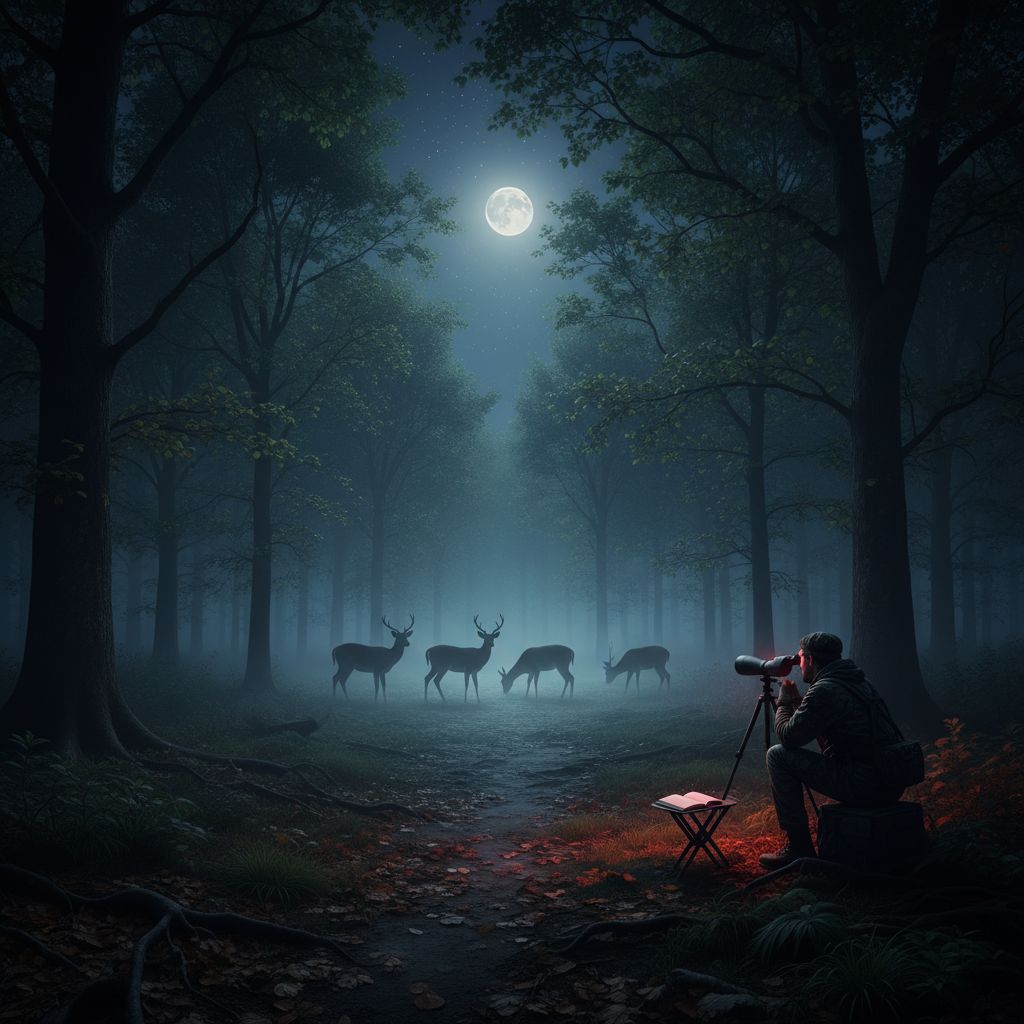 Wald bei Nacht Sternenhimmel Wildbeobachtung