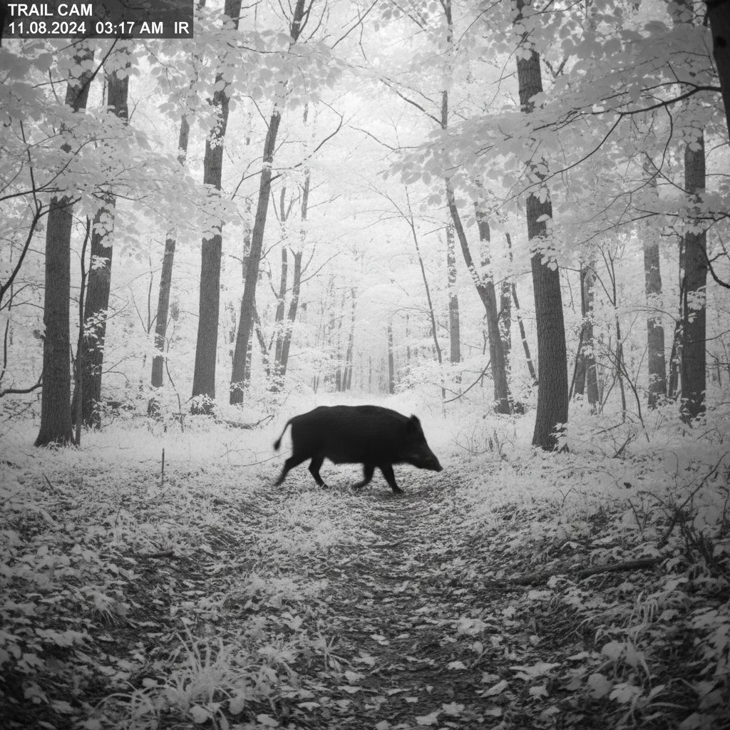 Wildkamera Nachtaufnahme Infrarot Waldszene