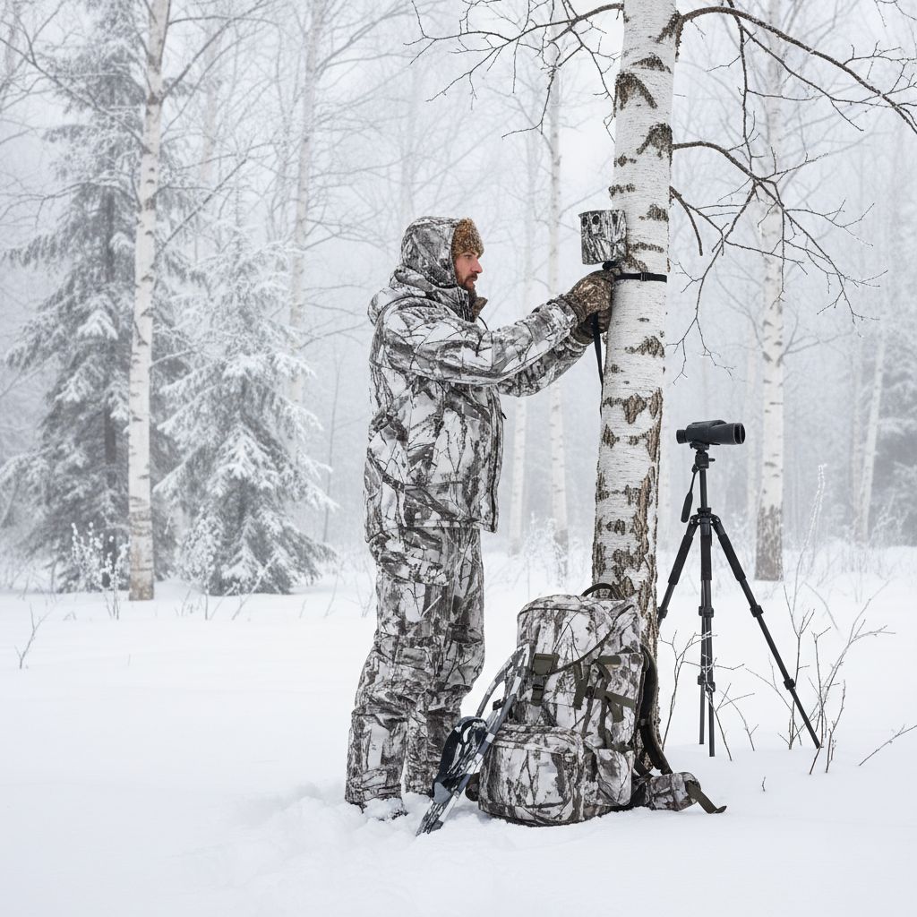 Wildkamera Montage Winterwald Setup