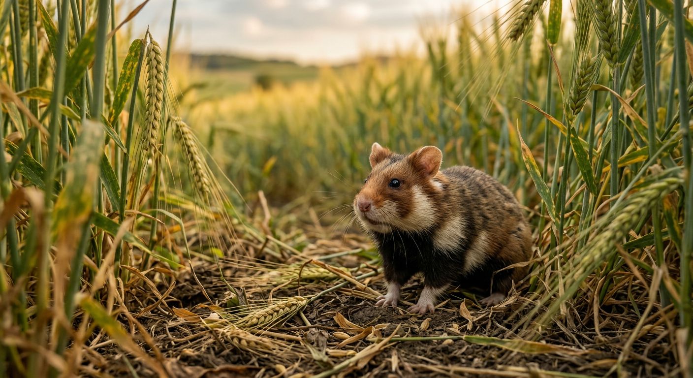 Feldhamster auf Ackerfeld — Beobachtung mit Wildkamera
