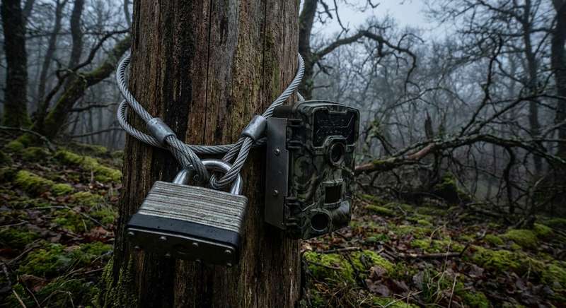 Wildkamera Schloss und Diebstahlschutz — Sicherheitsbügel und Stahlseil Test