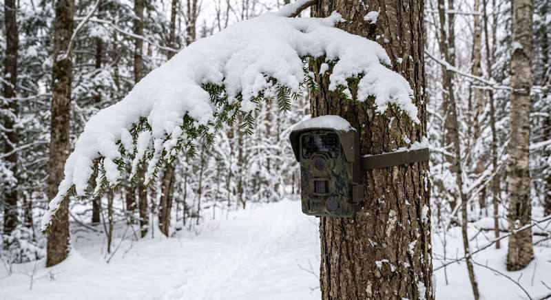 Wildkamera unter Ast Schnee Fehlauslösungen vermeiden
