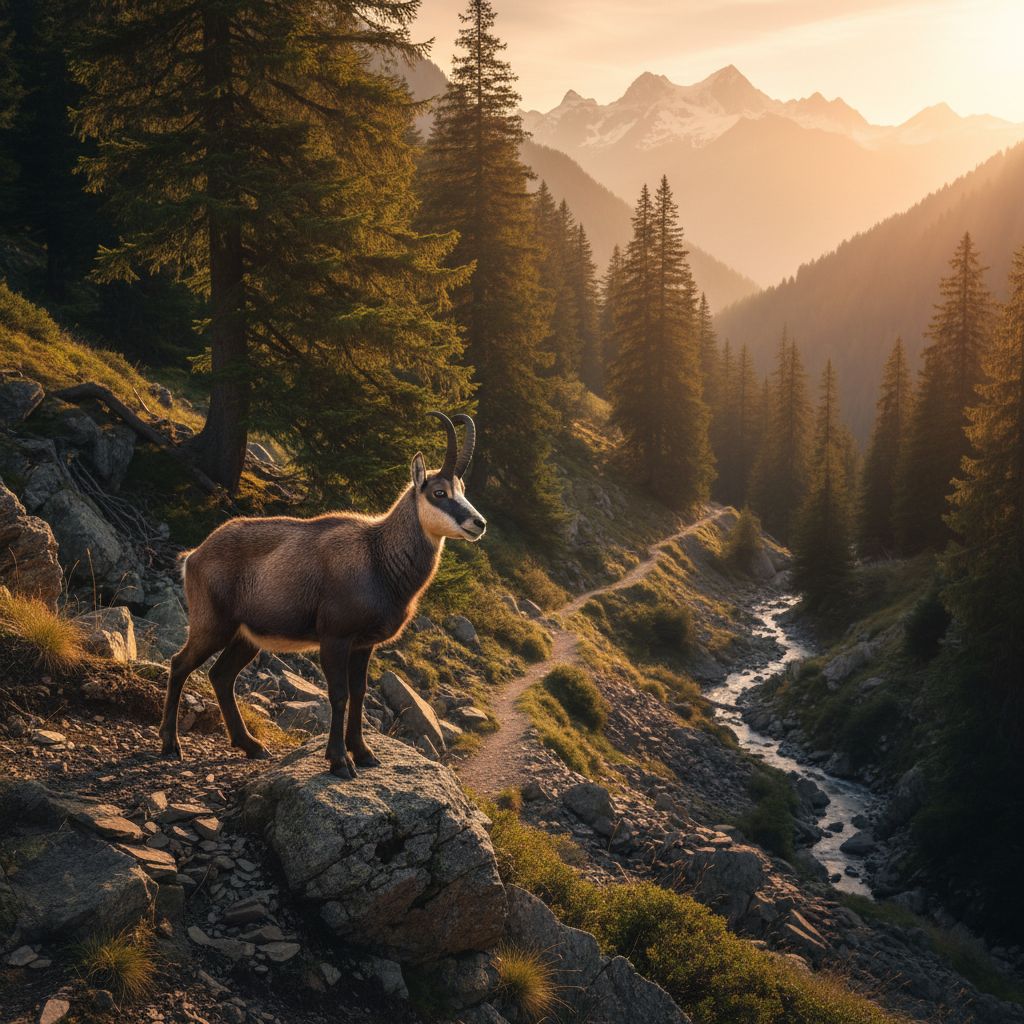 Gebirgslandschaft Wildtierbeobachtung alpiner Waldrand